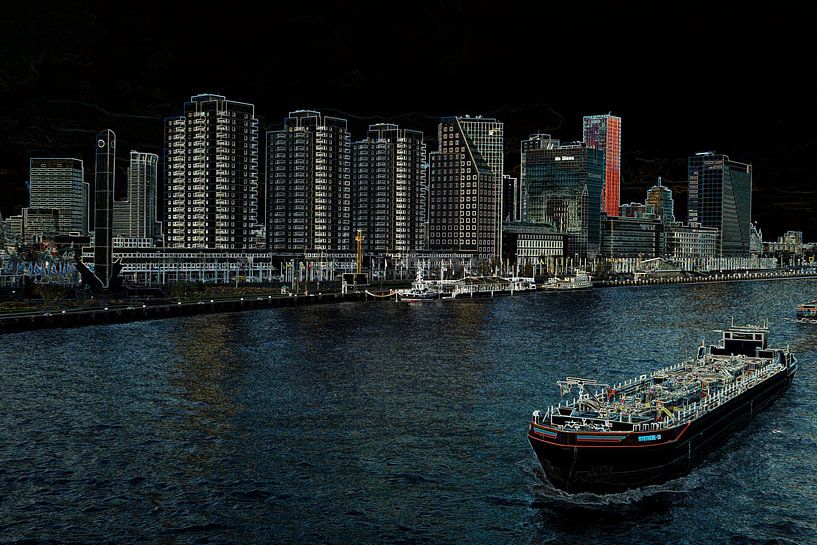 Cityscape of the Boompjes in Rotterdam by Leo Luijten