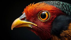 Gold pheasant portrait panorama