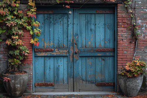 Portes bleues minimalistes