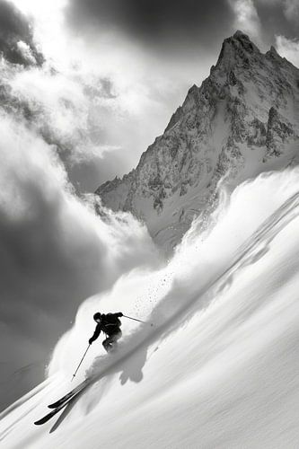 Skiing in the snow by Poster Art Shop