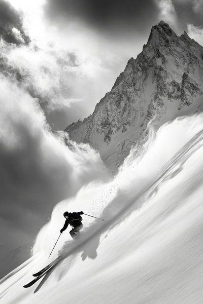 Skiing im Schnee von Poster Art Shop
