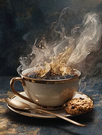 eine Tasse heißen Kaffee oder Cappuccino trinken von Egon Zitter