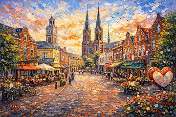 A painting of Tilburg in the Netherlands. by Johannes
