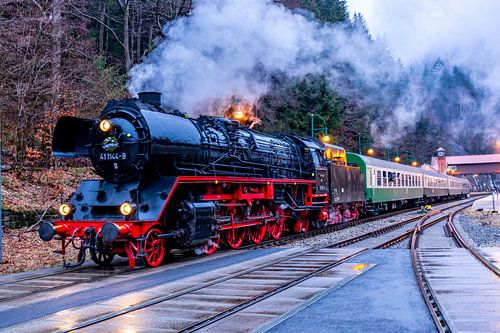 Volle kracht vooruit met de speciale trein "Rodelblitz" bij Schmalkalden - Thüringen - Duitsland