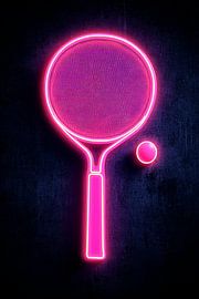 Neon Tischtennisschläger und Ball von Poster Art Shop
