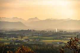 Autumnal view into the Illertal and the Großer Widderstein by Leo Schindzielorz