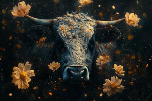 Naturmystik - Kuh im Blumenregen