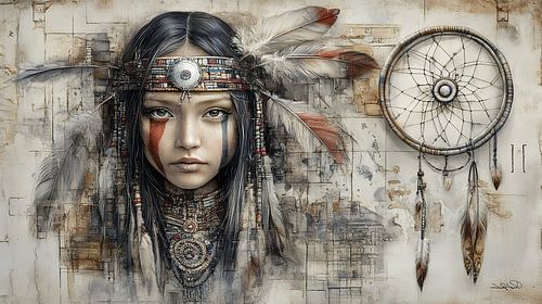 indiaan in Da Vinci stijl