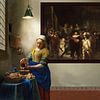 Het melkmeisje en de Nachtwacht-Vermeer en Rembrandt van Digital Art Studio