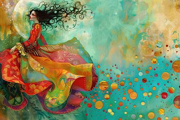 Vrouw Dans | Dream Spirals van Abstract Schilderij