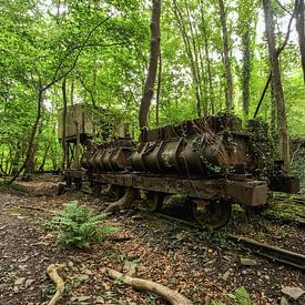 Wagon at an abandoned quarry in France by Ivana Luijten