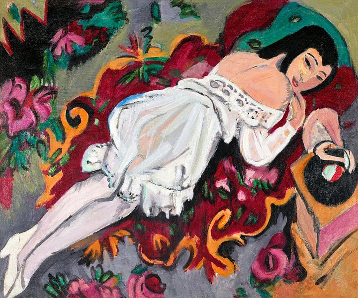 Girl in White Chemise (1914) painting by Ernst Ludwig Kirchner. by Studio POPPY