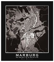 Marburg City Map Poster - Elegant black and white art print of the city