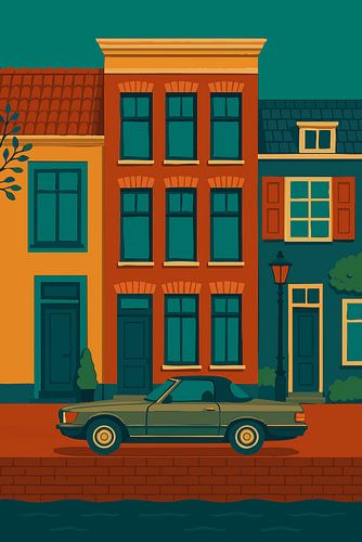 Mercedes SL 280 Cabrio by the canal - classic car in Dutch street scene by Studio Ajuut