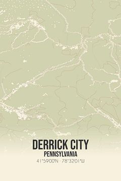 Carte ancienne de Derrick City (Pennsylvanie), USA. sur Rezona