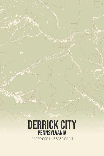 Carte ancienne de Derrick City (Pennsylvanie), USA. par Affiches de lieux