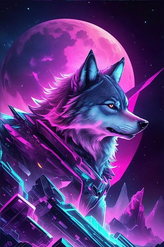 Loup néon rétro