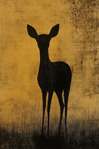 Abstract Deer on Gold Background by Modern Collection