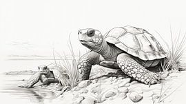 Schildkröten zeichnen, Schildkröten Bleistiftzeichnung Vintage