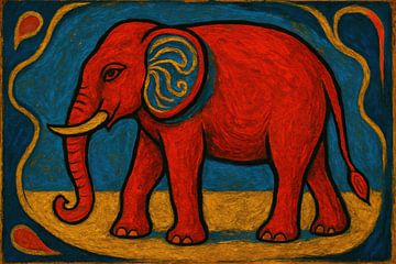 Éléphant décoratif sur fond bleu sur Imperial Art House