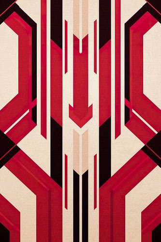 Rotes und cremefarbenes Art-Déco-Motiv