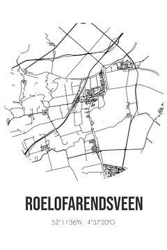 Roelofarendsveen (Zuid-Holland) | Landkaart | Zwart-wit van MijnStadsPoster