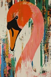 Flamingo Malerei | Abstrakter Flamingo mit Farben von Moderne Kollektion
