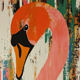 Flamingo Painting | Abstract Flamingo with Colours by Modern Collection