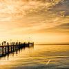 Jetée des bateaux au crépuscule du soir à Langenargen, sur le lac de Constance sur Dieter Walther
