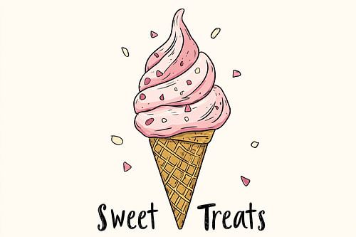 Illustration sucrée d'un cornet de glace