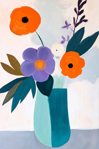 Composition florale multicolore dans un vase - Moderne