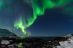 Aurora Northern Polar light in night sky over Northern Norway
