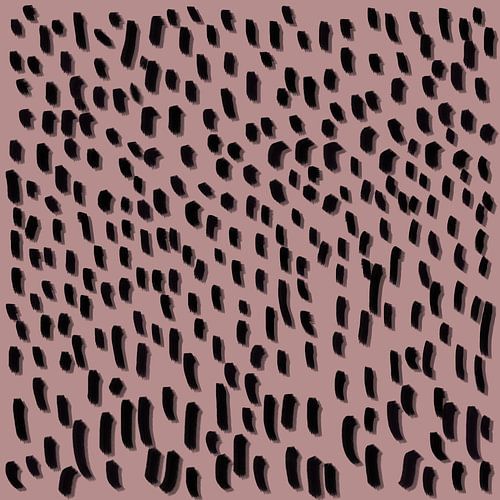 Tableau acrylique moderne sur vieux rose - points abstraits en noir | Art mural minimaliste sur nachtfarbenart
