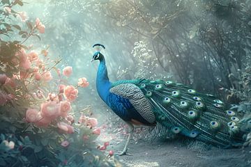 Blue peacock by Poster Art Shop