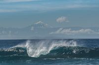 Volcano and wave powerful