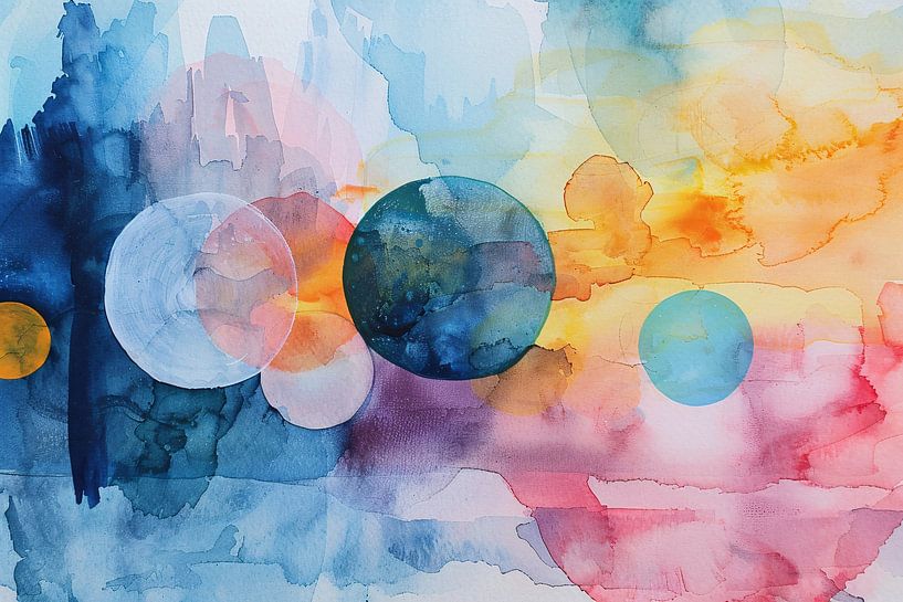 Aquarelle abstraite avec des cercles colorés par Imperial Art House