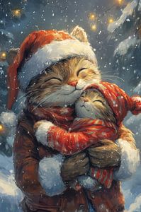 Winter Kuscheln - Katze Lächeln im Schnee - Katze - niedlich