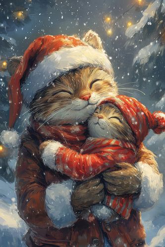 Winter Cuddle - Cat Smile in the Snow - cat - cute