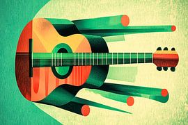 Colourful abstract guitar design by Imperial Art House