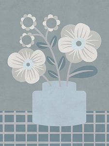 Skandinavisches Blumen Stillleben Grau