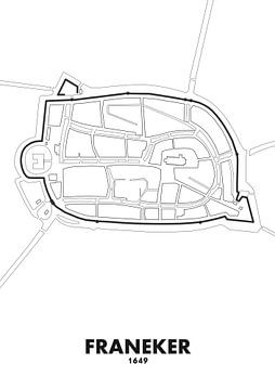 Carte de la ville de Franeker 1649 sur STADSKAART