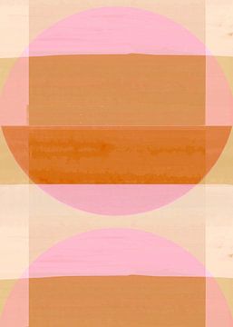 Mid Eeuw Bauhaus Vormen Roze Beige Perzik II van FRESH Fine Art