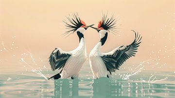 Romance sur l'eau avec les oiseaux d'eau sur Karina Brouwer