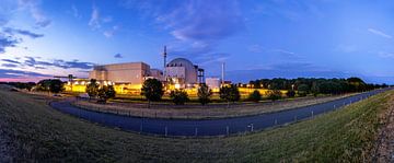 Brokdorf nuclear power plant - Panorama at the blue hour