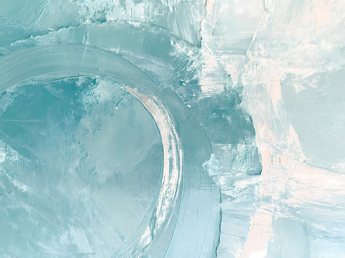Aquablauw Abstract Schilderij: Een Cirkel die Rust Vasthoudt