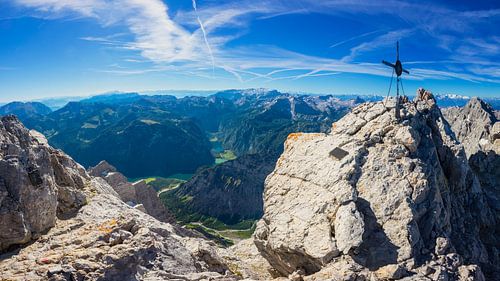Uitzicht vanaf de Watzmann naar de Königsee met Bartholomä
