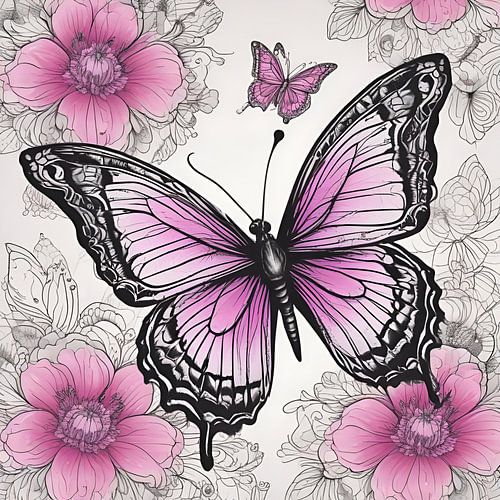 Vleugels van fantasie: een vlinder in felroze