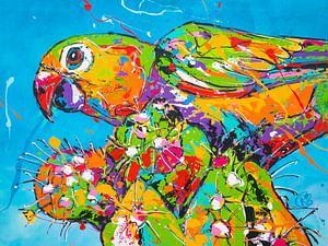 Vogel auf Kaktus von Happy Paintings