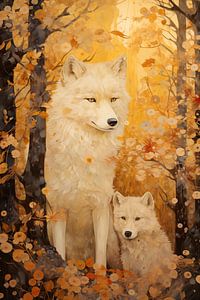 Wolf mit Jungtier