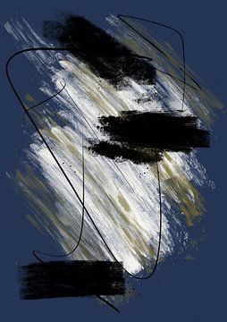 Abstract painting with ink and paint stripes 3 by Romee Heuitink